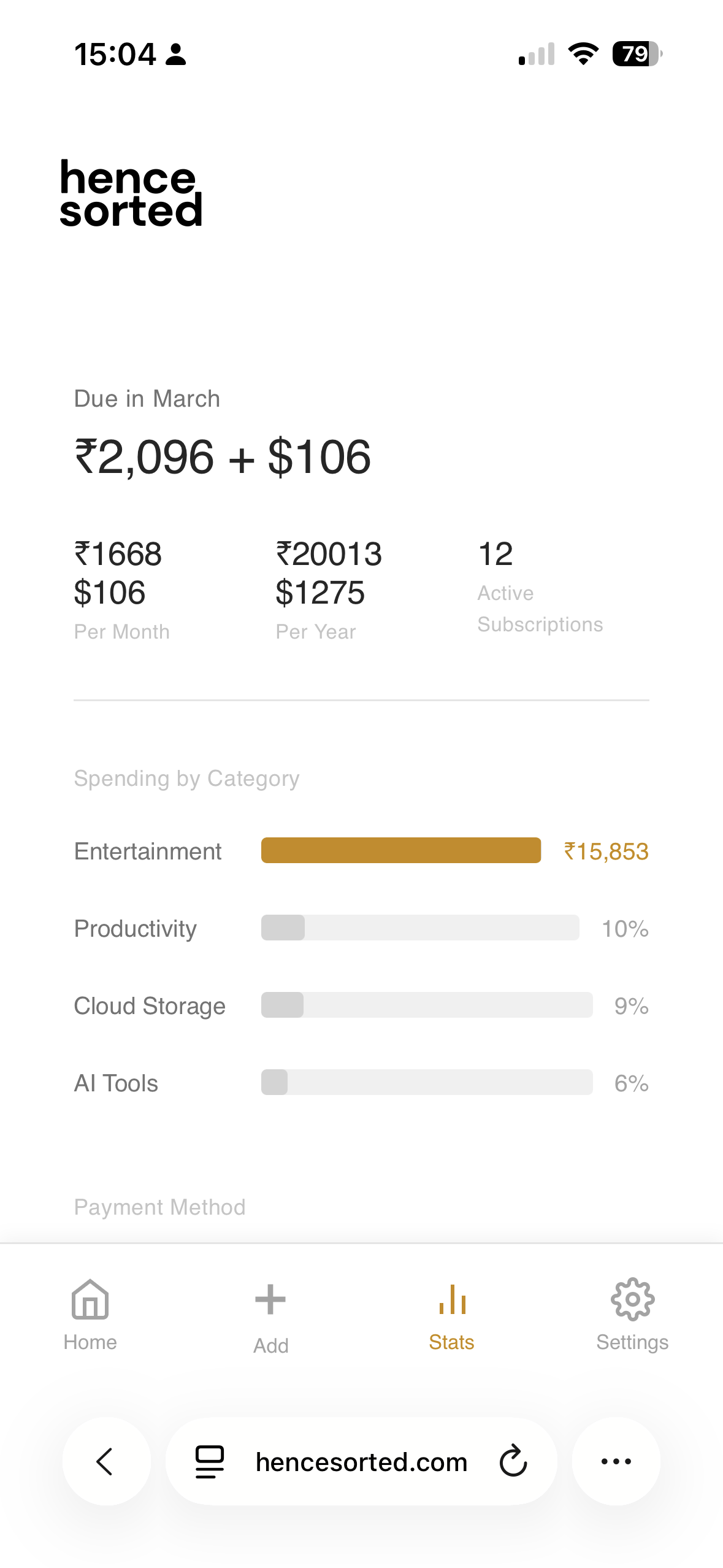 HenceSorted Stats View